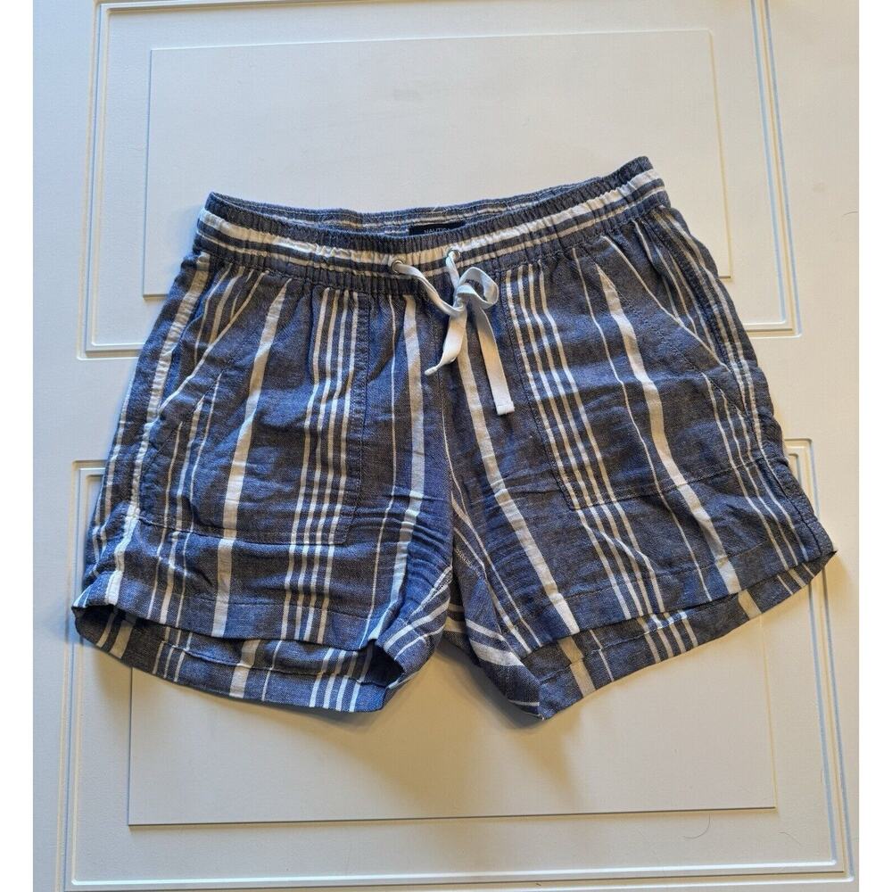 NAUTICA Women's Blue Shorts Size S Small Striped Linen Boho Pockets - Picture 1 of 6